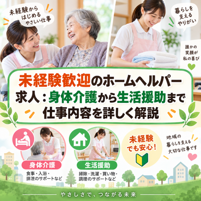 未経験歓迎のホームヘルパー　求人：身体介護から生活援助まで仕事内容を詳しく解説